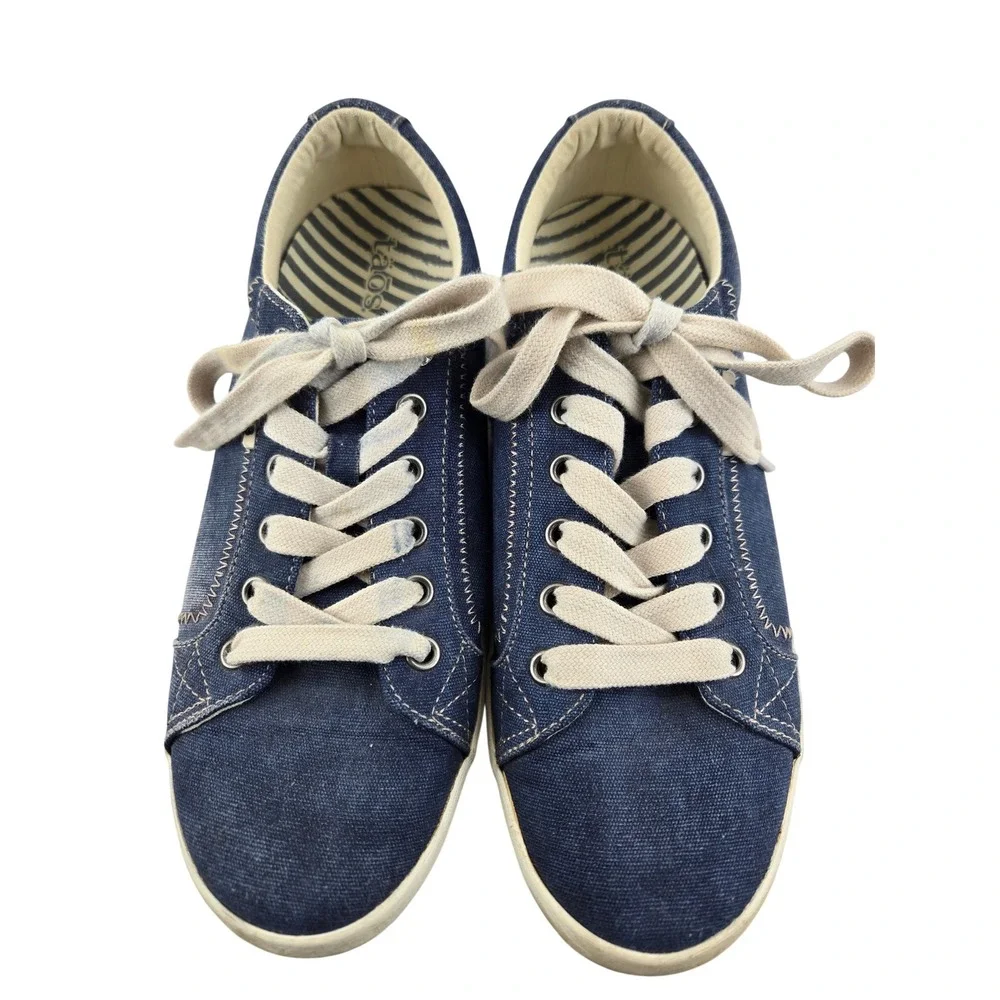Taos‎ Star Blue Wash Canvas Sneakers Womens 8.5 Lace-Up Comfort Shoes Denim